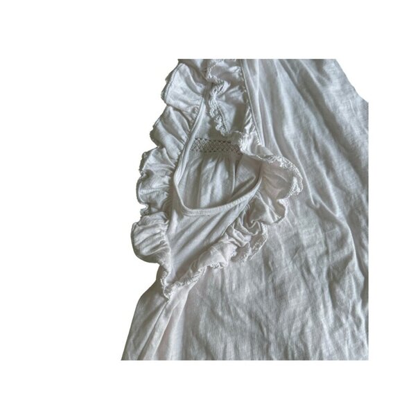 LOFT white Lace Trim Ruffle Henley Top sixe Xl - Picture 5 of 6